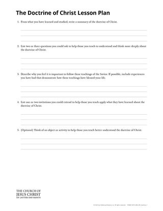 handout doctrine of Christ lesson plan