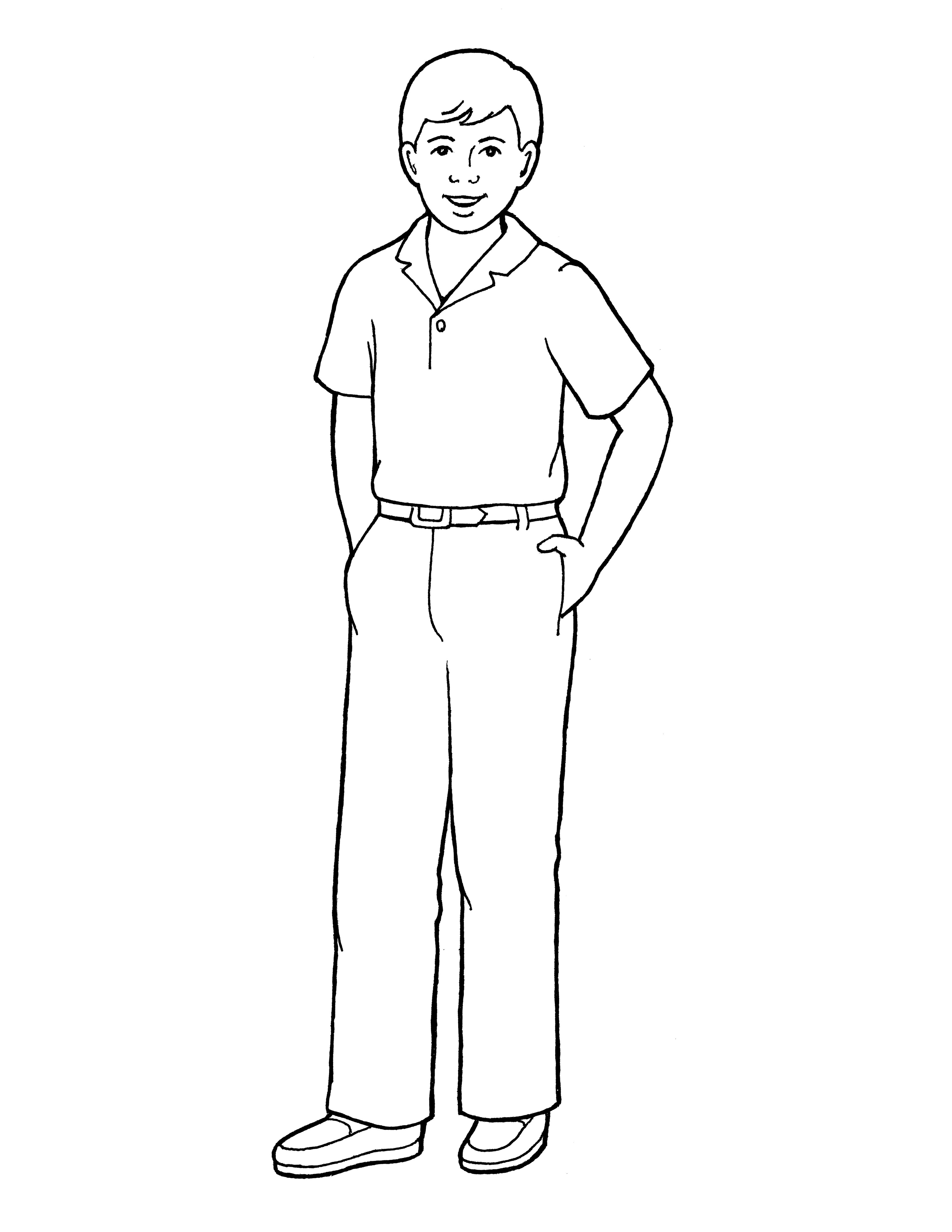 An illustration of a son or brother, from the nursery manual Behold Your Little Ones (2008), page 51.