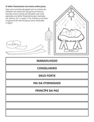 página de atividades: O Velho Testamento me ensina sobre Jesus