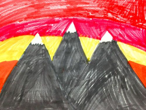 Child’s drawing of mountains