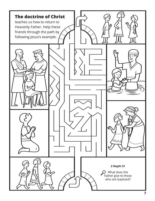 A line maze of Nephites following Jesus's example.