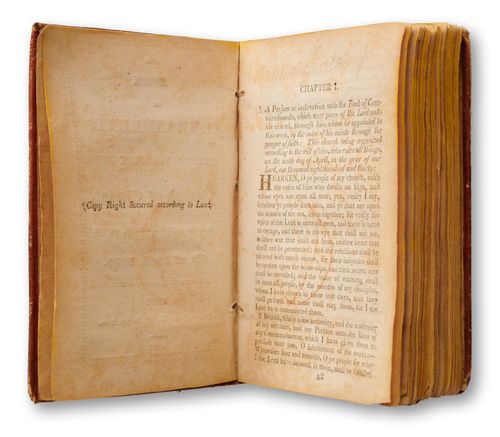 Book of Commandments first edition open to chapter