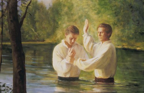 Joseph baptizing Oliver