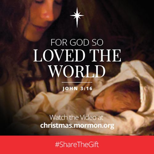 An image of Mary and baby Jesus combined with the text from John 3:16.