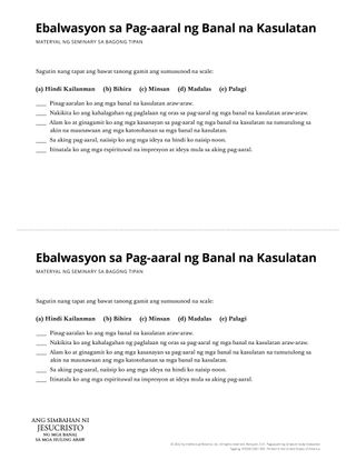 Scripture Study Evaluation handout