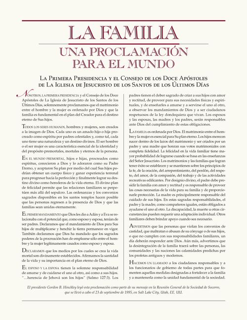 La proclamación sobre la familia”