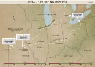 Mapa 9: Ruta ng Kampo ng Sion, 1834