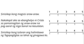 scale 1 hanggang 5 para sa bawat pahayag