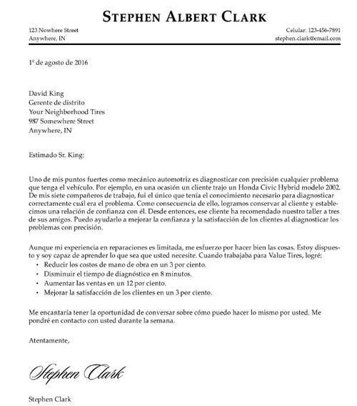 carta de presentación de Clark