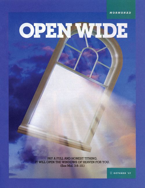 An image of light shining through a glass windowpane amid the dark night sky, paired with the words “Open Wide.”