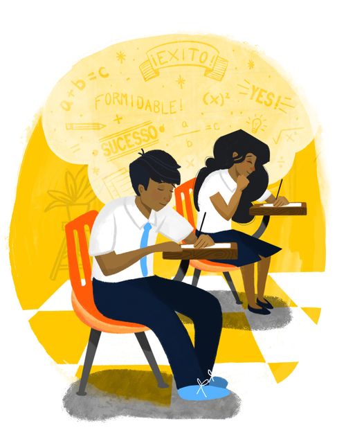 illustration of youth taking exam