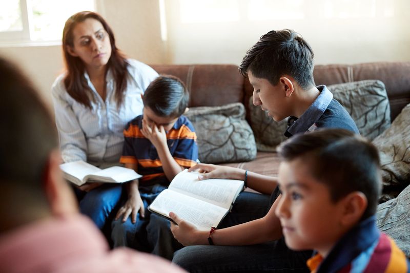 chinese family reading bible