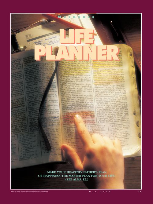 A conceptual photograph of a set of scriptures open next to a day planner, paired with the words “Life Planner.”