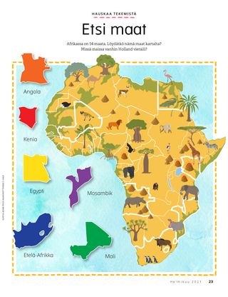 a drawing of the continent of Africa, with different countries highlighted