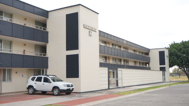 Photos of working and eating areas inside the Mexico Missionary Training Center