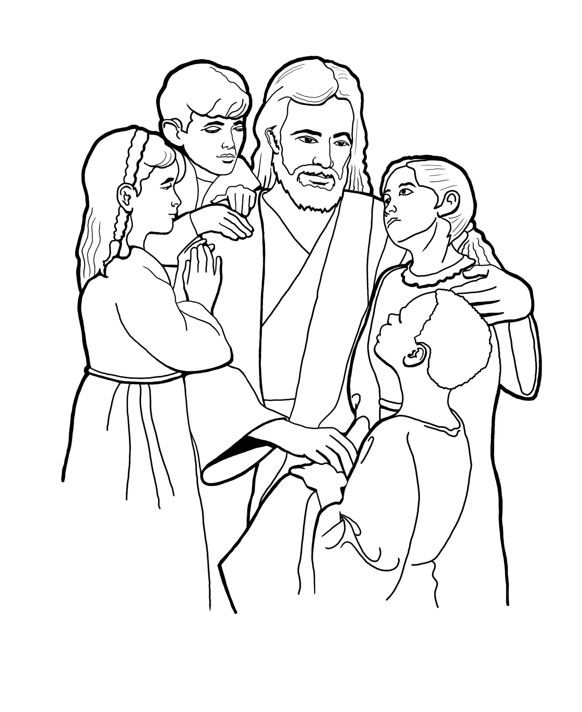 jesus blessing children coloring page