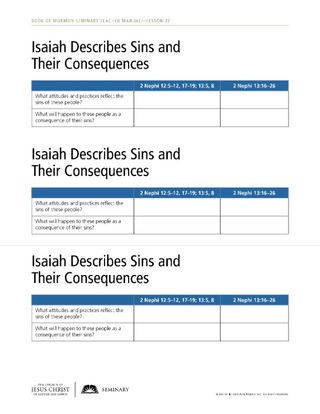 handout, Isaiah describes sins and their consequences