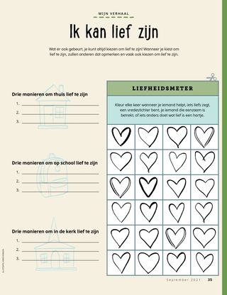 page with hearts to color in