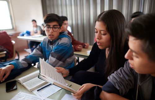 students studying together at institute