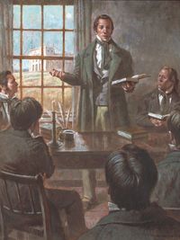 Joseph Smith teaching members of the Twelve