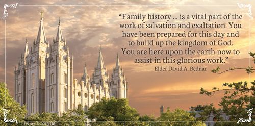 An image of the Salt Lake Temple coupled with a quote by Elder David A. Bednar: “You have been prepared for this day and to build up the kingdom of God.”