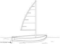 drawing, small boat with sail