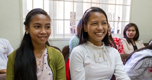 young women in class