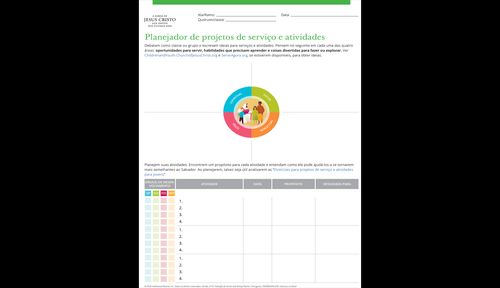 planejador de projetos de serviço e atividades