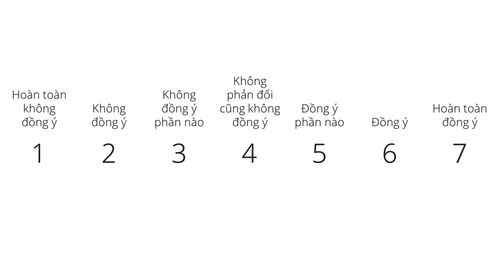 Biểu đồ với những từ Hoàn Toàn Không Đồng Ý và Hoàn Toàn Đồng Ý.