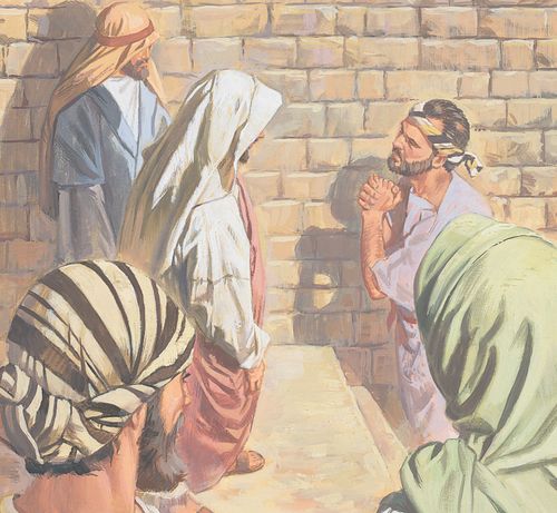 The man worships Jesus after Jesus tells him that He is the Son of God - ch.34-7