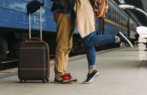 Couple at train station