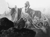 Israelites with calf statue