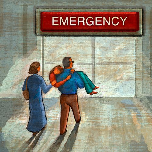 family entering emergency room