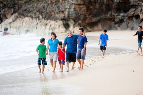 família na praia