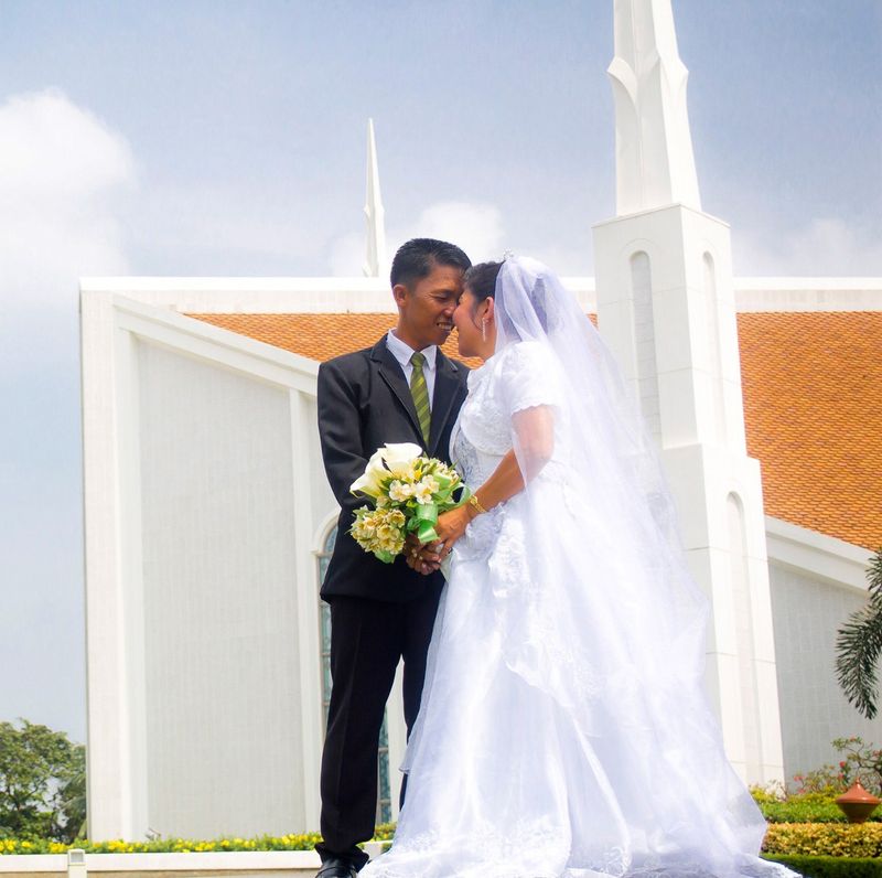 real bride and groom in church