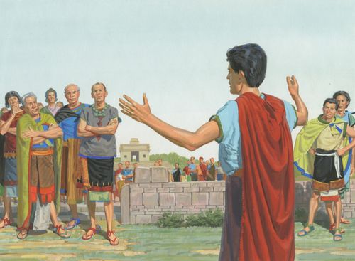 Enos preaching to Nephites