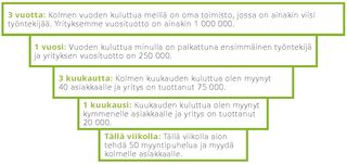 Esimerkki: kolmen vuoden tavoitteet