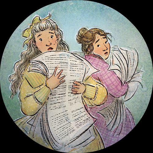 two girls holding scripture pages