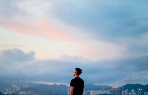 young man gazing at sky