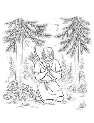 coloring page of Enos praying