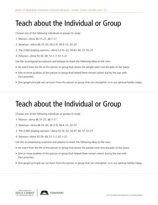 handout, Teach about the Individual or Group