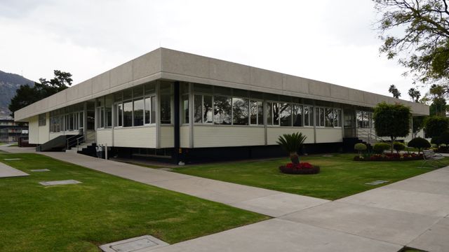 Photos of working and eating areas inside the Mexico Missionary Training Center