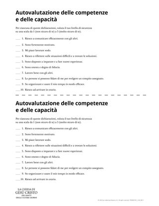 Autovalutazione delle competenze e delle capacità