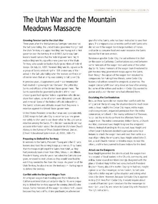 handout, Utah War and the Mountain Meadows Massacre