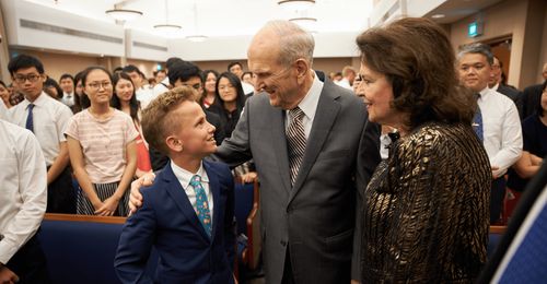 Russell M. Nelson with young man