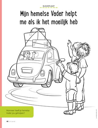 coloring page of boy waving while friend drives away