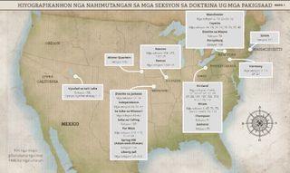 Mapa 1:Mga Dapit nga Nahimutangan sa mga Seksyon sa Doktrina ug mga Pakigsaad