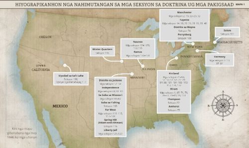 Mapa 1:Mga Dapit nga Nahimutangan sa mga Seksyon sa Doktrina ug mga Pakigsaad