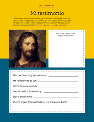 PDF de la actividad con retrato de Jesucristo