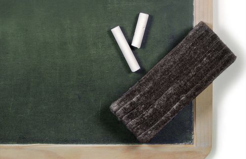 Chalk board with chalk and eraser